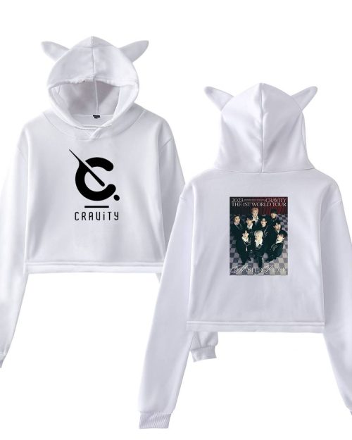 Cravity Masterpiece Cropped Hoodie - White