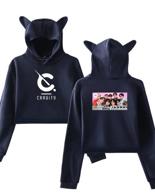 Cravity New Wave Cropped Hoodie - Blue