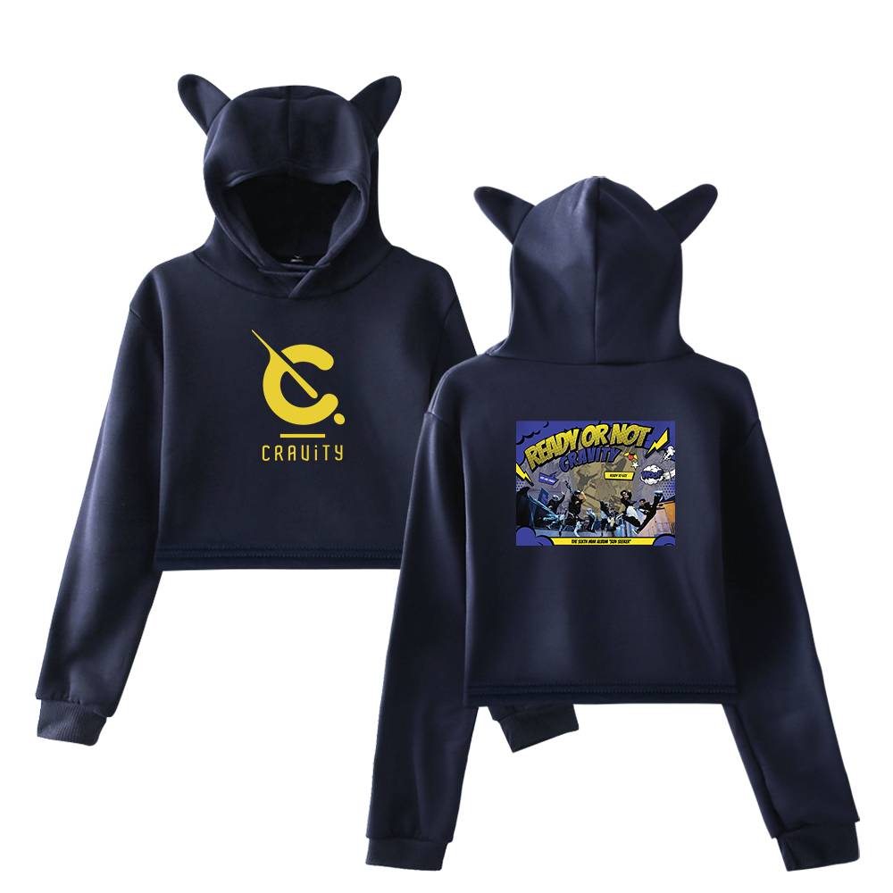 Cravity Ready or Not Cropped Hoodie - Blue