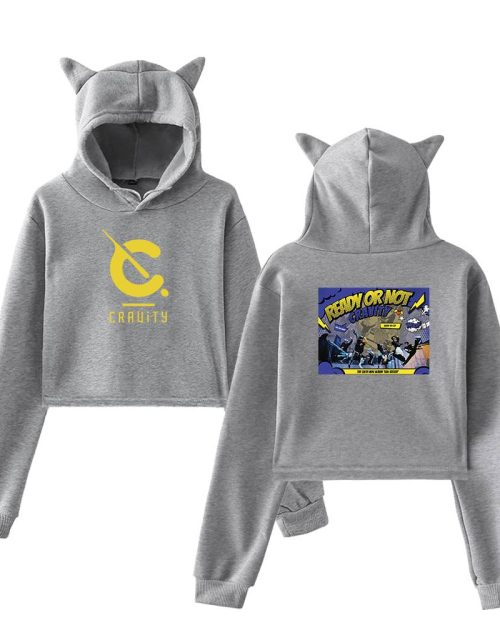 Cravity Ready or Not Cropped Hoodie - Gray