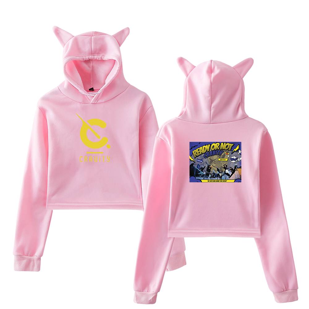 Cravity Ready or Not Cropped Hoodie - Pink