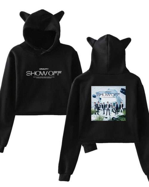 Cravity Show Off Cropped Hoodie - Black